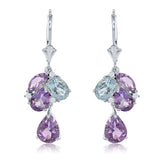 Sterling Silver 6CTW Amethyst & Blue Topaz Leverback Earrings